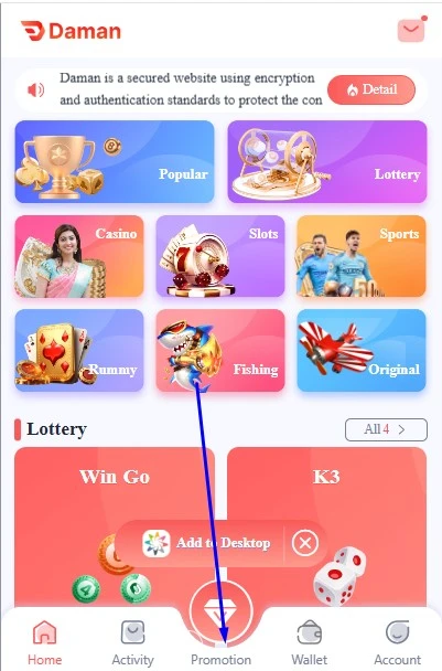 Daman game promotion program